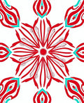 Red Teal Starburst Mandala Rug