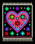 Bright Pink Heart Folk Art Rug