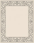 Elegant Cream Black Scrollwork Border Rug