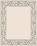 Elegant Cream Black Scrollwork Border Rug