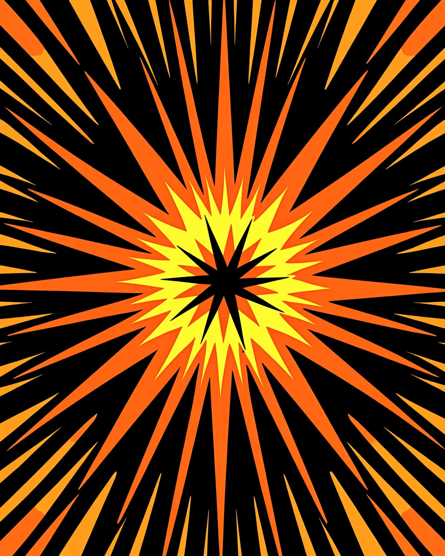 Bold Yellow Orange Sunburst Explosion Rug