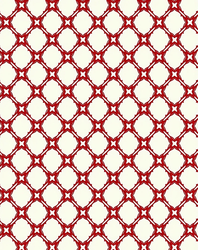 Crimson Lattice Geometric Rug