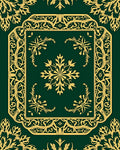 Emerald Gold Ornate Floral Panel Rug