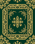 Emerald Gold Ornate Floral Panel Rug