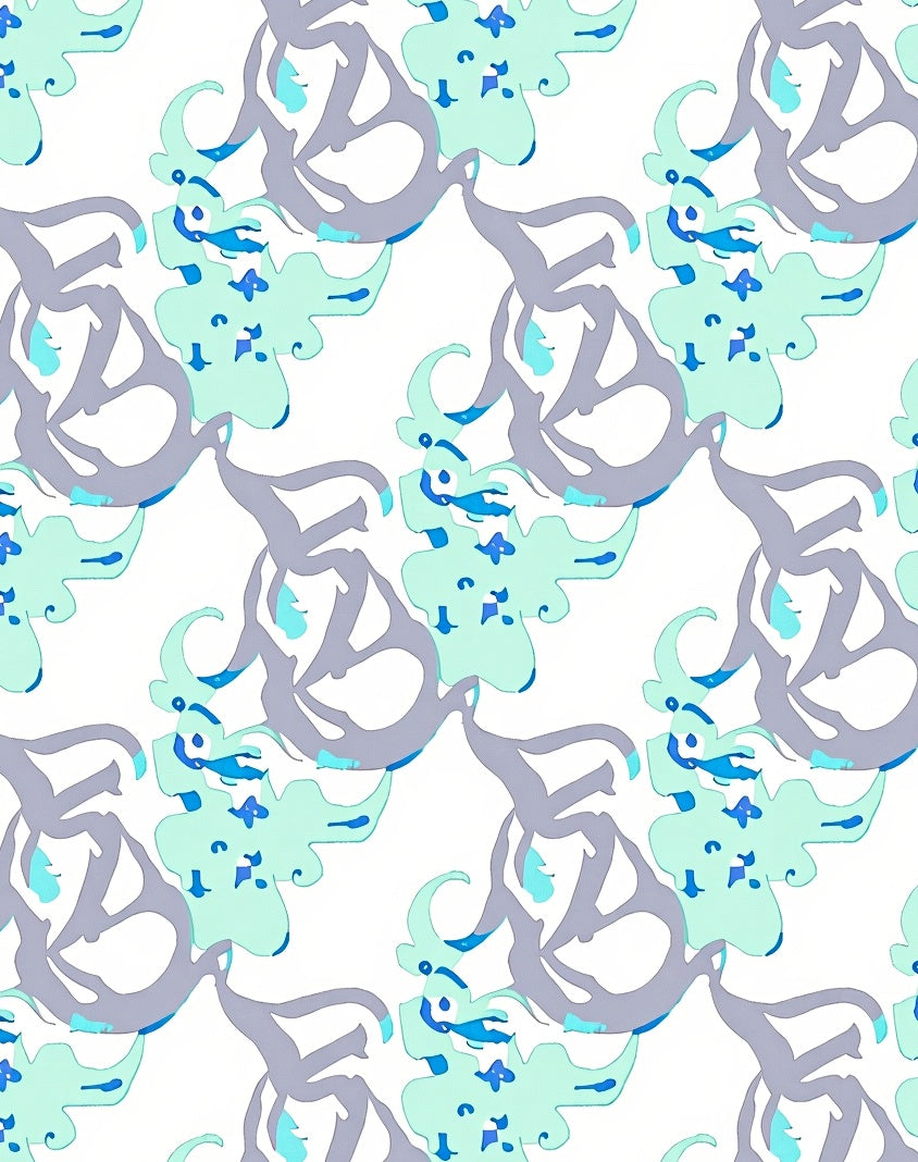 Aqua Gray Amorphous Swirl Rug