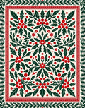 Green Holly Berry Floral Symmetry Rug