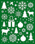 Winter Holiday Icons Green White Collection Rug