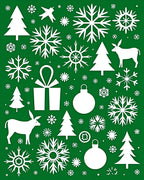 Winter Holiday Icons Green White Collection Rug
