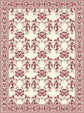 Crimson Floral Bordered Layout Rug