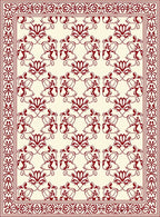 Crimson Floral Bordered Layout Rug