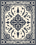 Vintage Ivory Dark Floral Medallion Rug