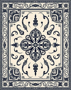 Vintage Ivory Dark Floral Medallion Rug