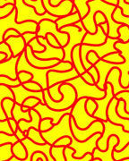 Abstract Red Swirl Yellow Field Rug