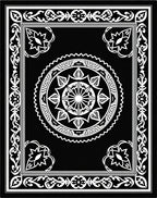Classic Black White Medallion Border Rug