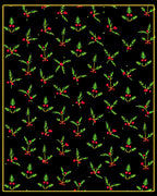 Festive Holly Berry Sprigs Red Ribbon Rug
