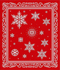 Crimson Red Snowflake Border Rug