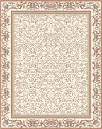 Ornate Beige And Rust Scrollwork Rug