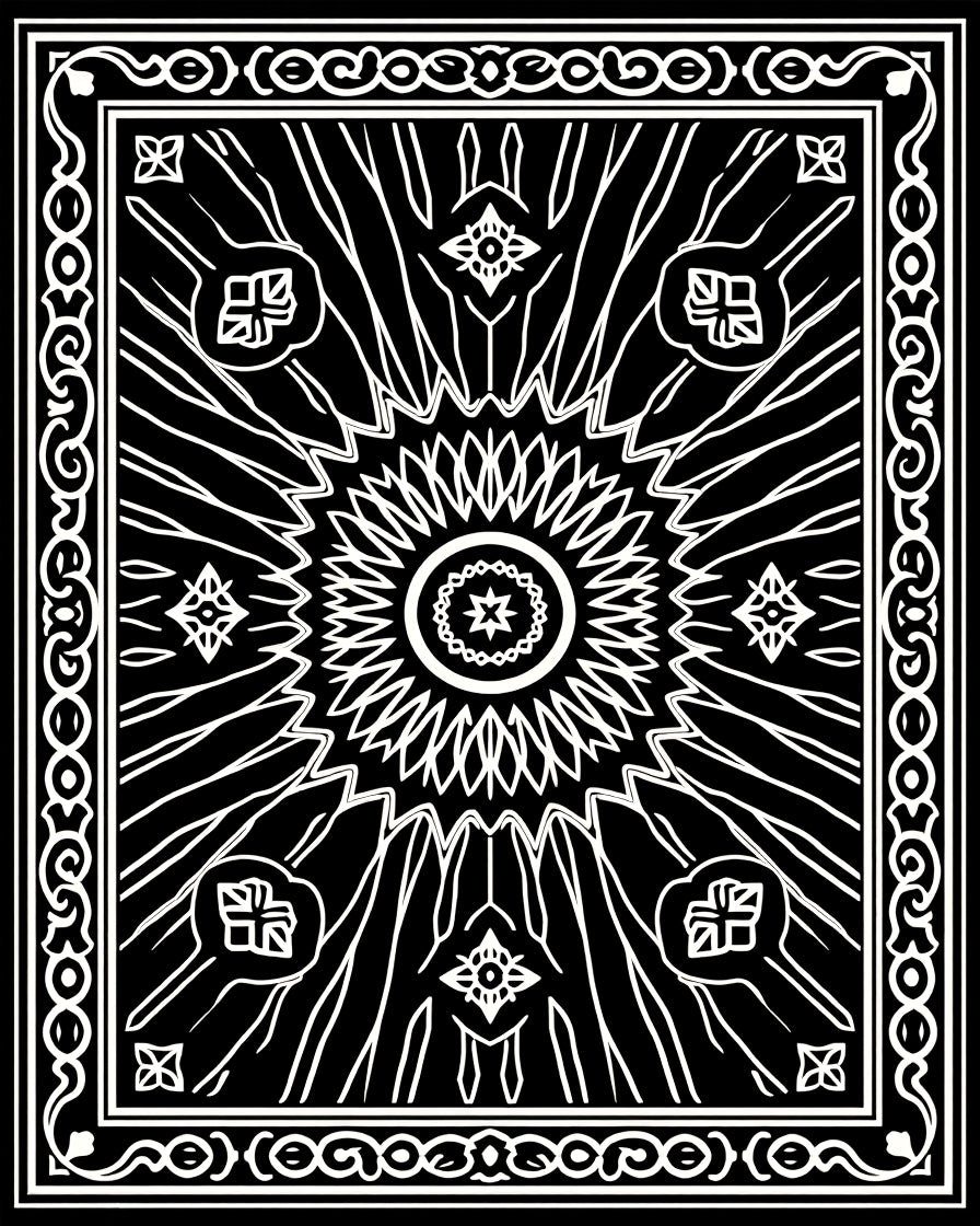 Monochromatic Radial Sunburst Floral Rug
