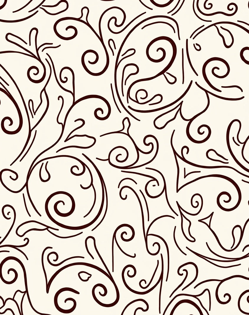Dark Brown Swirl Leaf Vine Rug