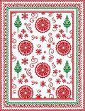Red Green Snowflake Tree Medallion Border Rug