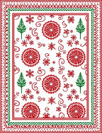 Red Green Snowflake Tree Medallion Border Rug