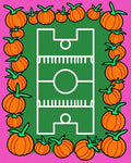 Autumn Orange Pumpkin Soccer Field Rug
