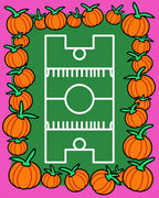 Autumn Orange Pumpkin Soccer Field Rug