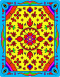 Radiant Yellow Floral Medallion Frame Rug