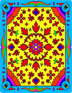 Radiant Yellow Floral Medallion Frame Rug