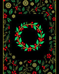 Crimson Berry Leaf Wreath Border Rug
