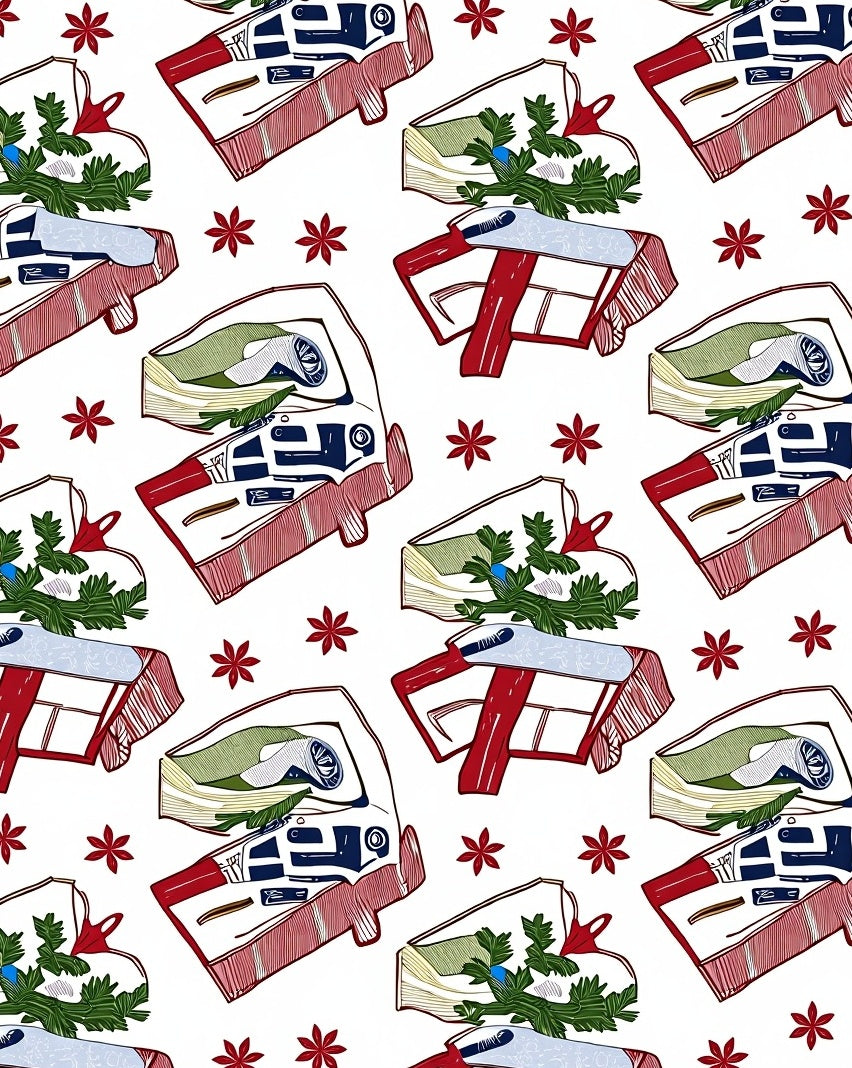 Red White Green Holiday Gift Stack Rug
