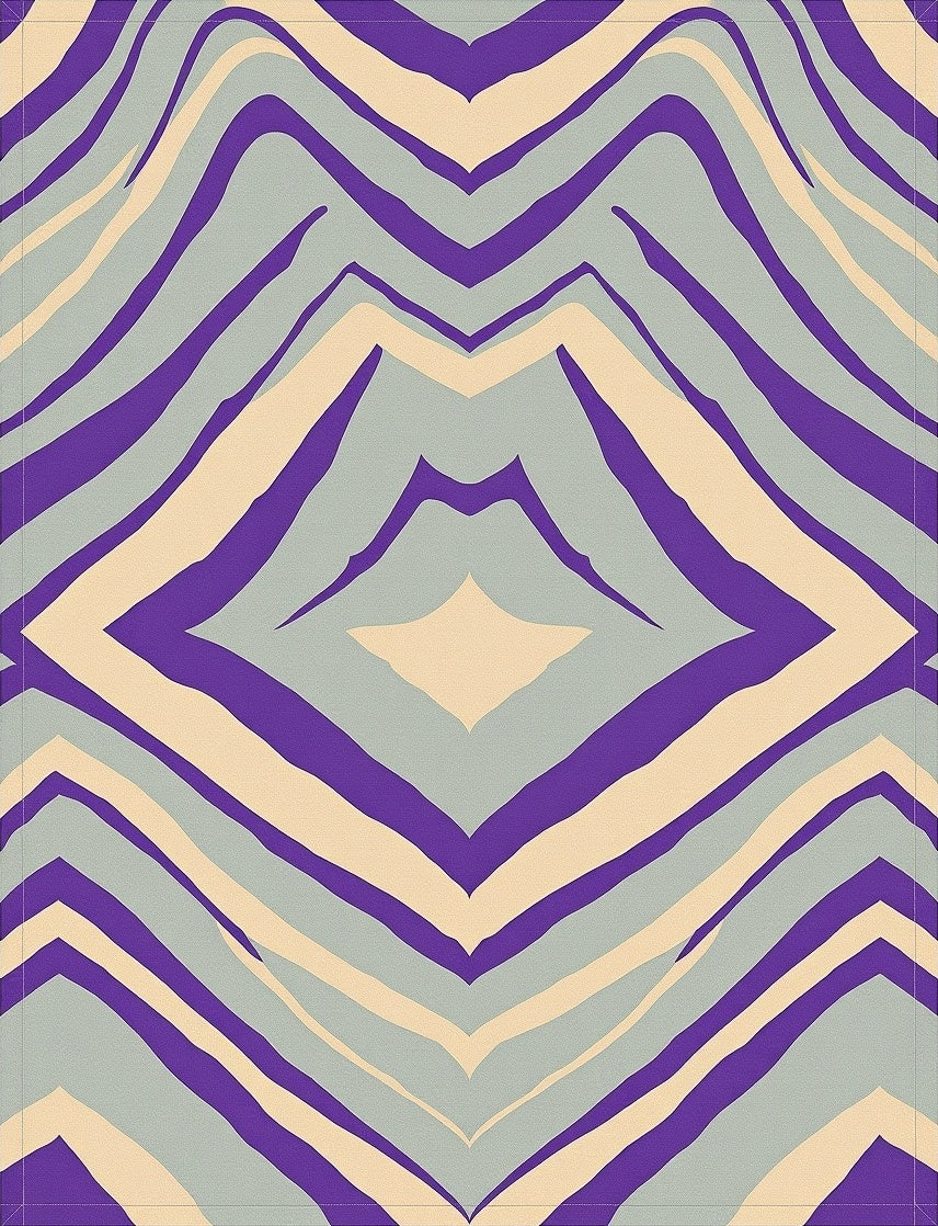 Purple Cream Zigzag Abstract Swirl Rug