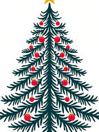 Evergreen Star Red Ornament Tree Rug