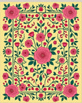 Radiant Pink Rose Garland Garden Rug