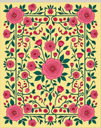 Radiant Pink Rose Garland Garden Rug
