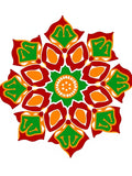 Vibrant Red Green Floral Mandala Rug