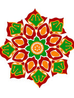 Vibrant Red Green Floral Mandala Rug