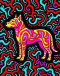 Vibrant Dog Abstract Swirl Rug