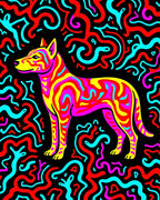 Vibrant Dog Abstract Swirl Rug