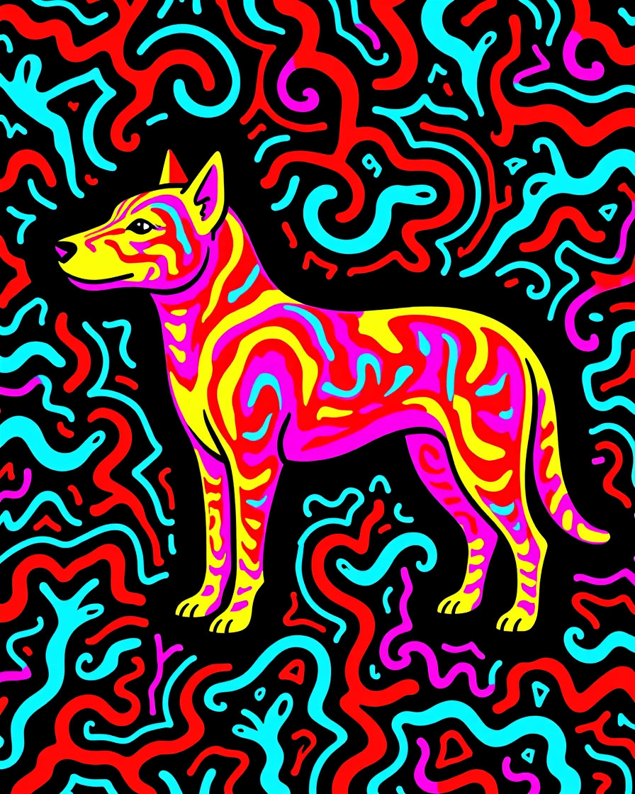 Vibrant Dog Abstract Swirl Rug