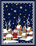 Charming Snowman Festive Village Night Sky Rug