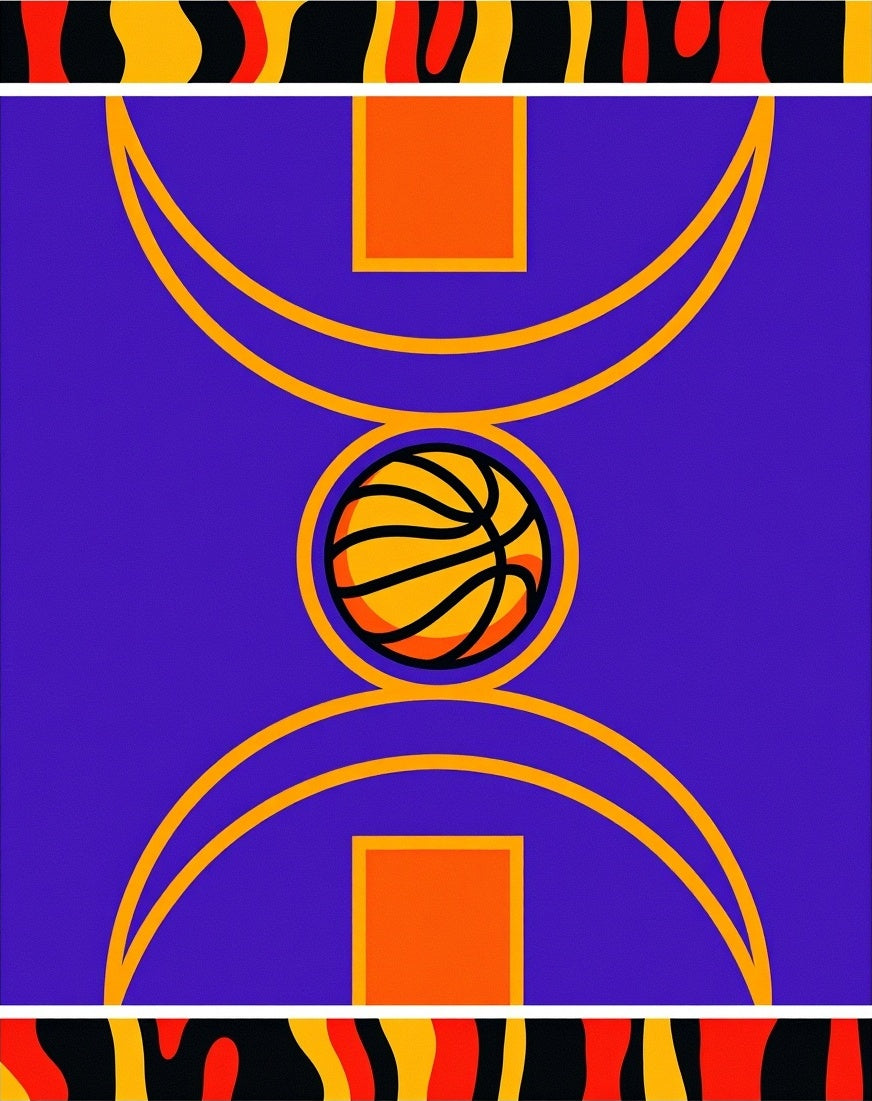 Vibrant Purple Basketball Court Rug