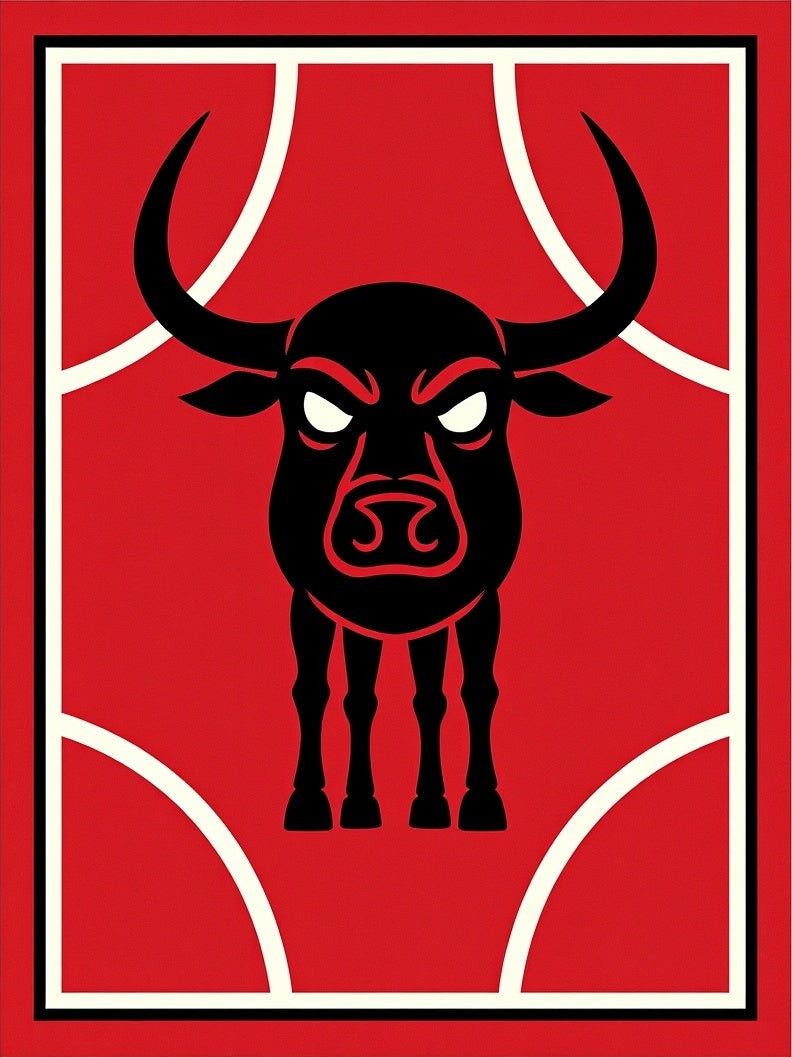 Crimson Bull With White Arch Border Rug