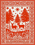 Bold Red Deer Forest Woodland Scene Rug