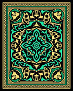 Emerald Yellow Medieval Floral Medallion Rug