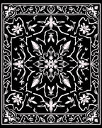 Classic Black White Floral Mandala Rug