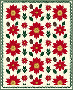 Crimson Red Poinsettia Pinecone Arrangement Rug