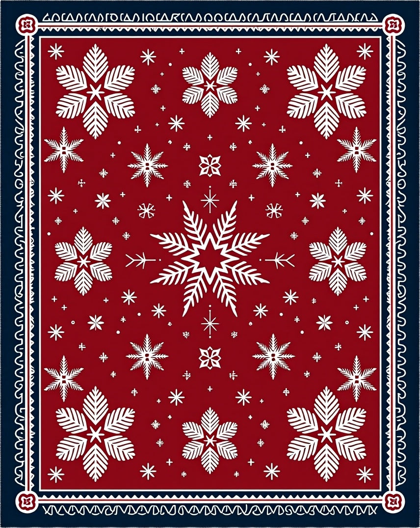Deep Red Snowflake Scatter Rug