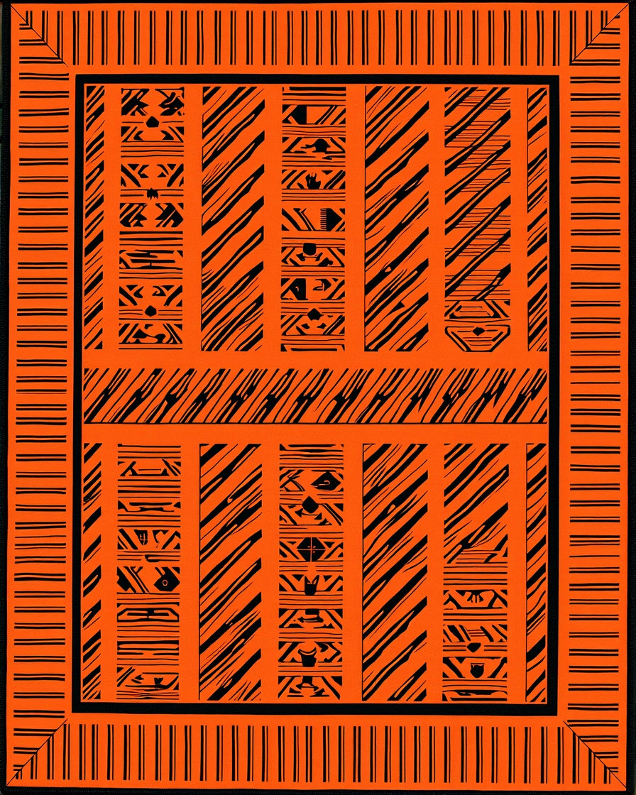 Bold Orange Tribal Stripes Rug