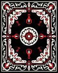 Crimson Black Floral Medallion Frame Rug